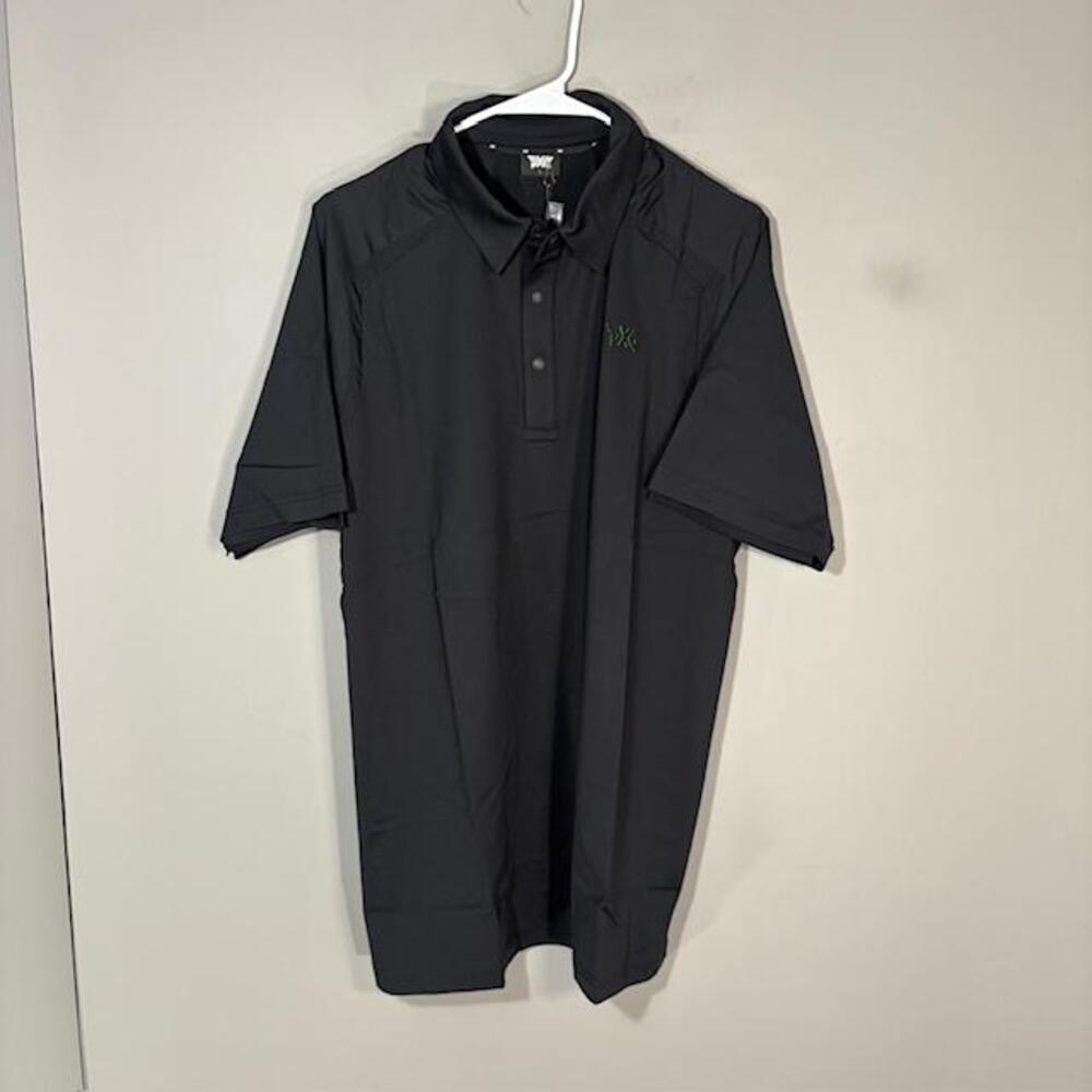 PXG Comfort Fit Fleet Polo Shirt Mens Large Black Golf Performance Stretch Top